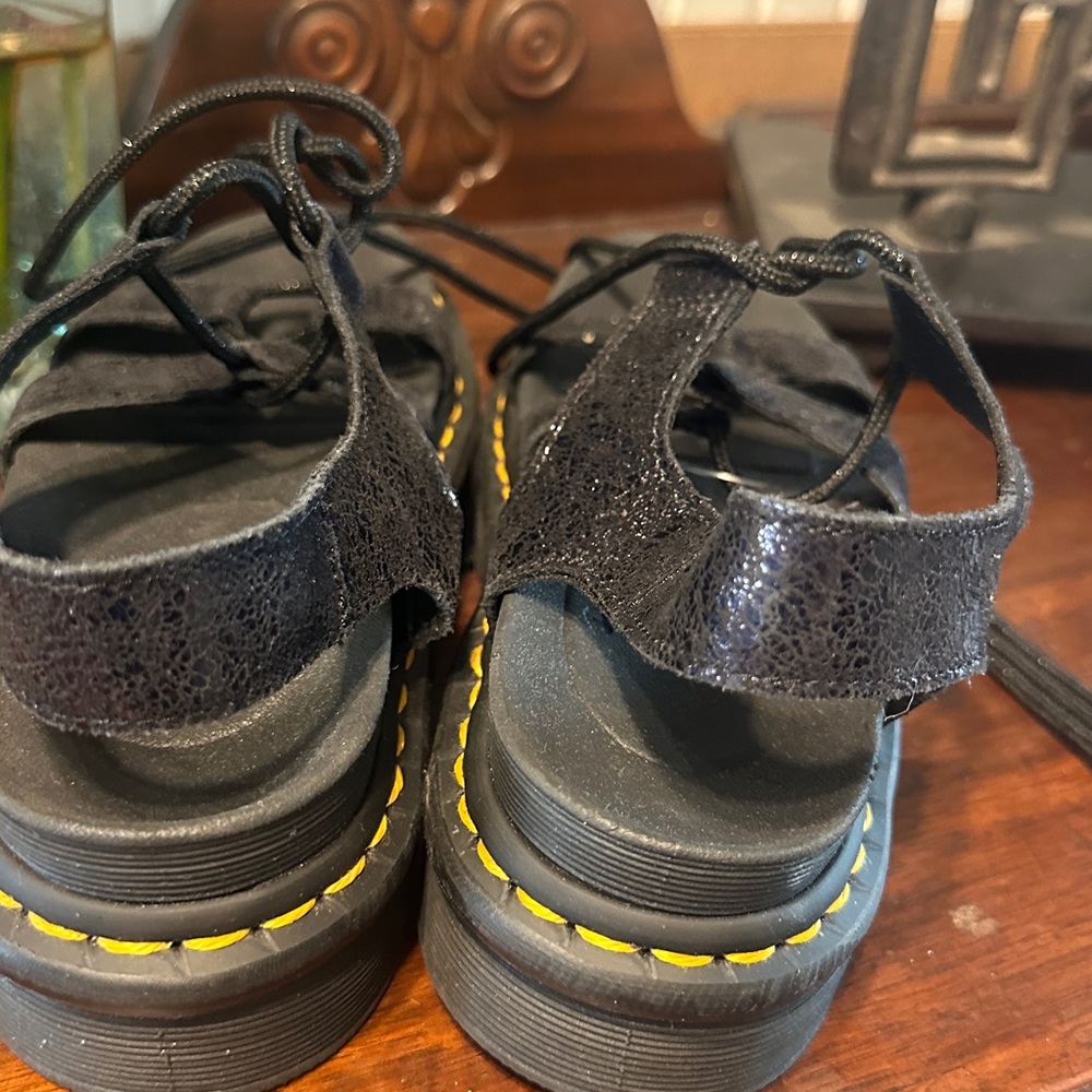 ✔️#66 Dr. Martens Black Glitter Platform Nartilla Gladiator Sandals - Picture 8 of 9